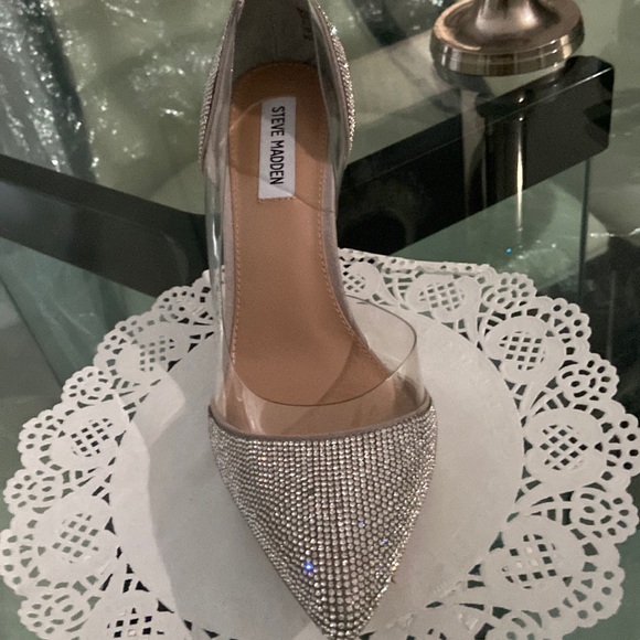steve Madden Shoes - Steve Madden Kingly Rhinestine Evening Bling/ clear vinyl pump.